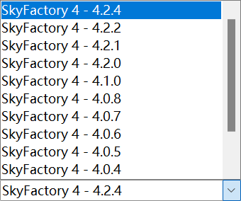 Choose modpack version