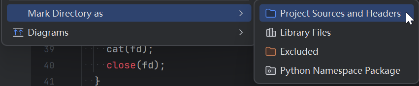 Mark Directory as Project Sources and Headers